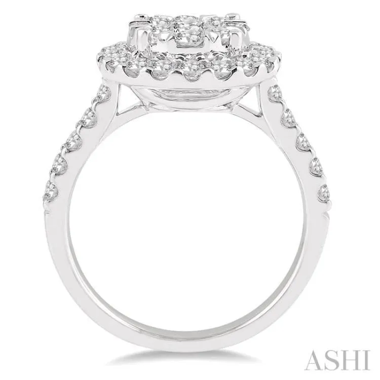 1 1/2 Ctw Round Shape Diamond Lovebright Ring in 14K White Gold