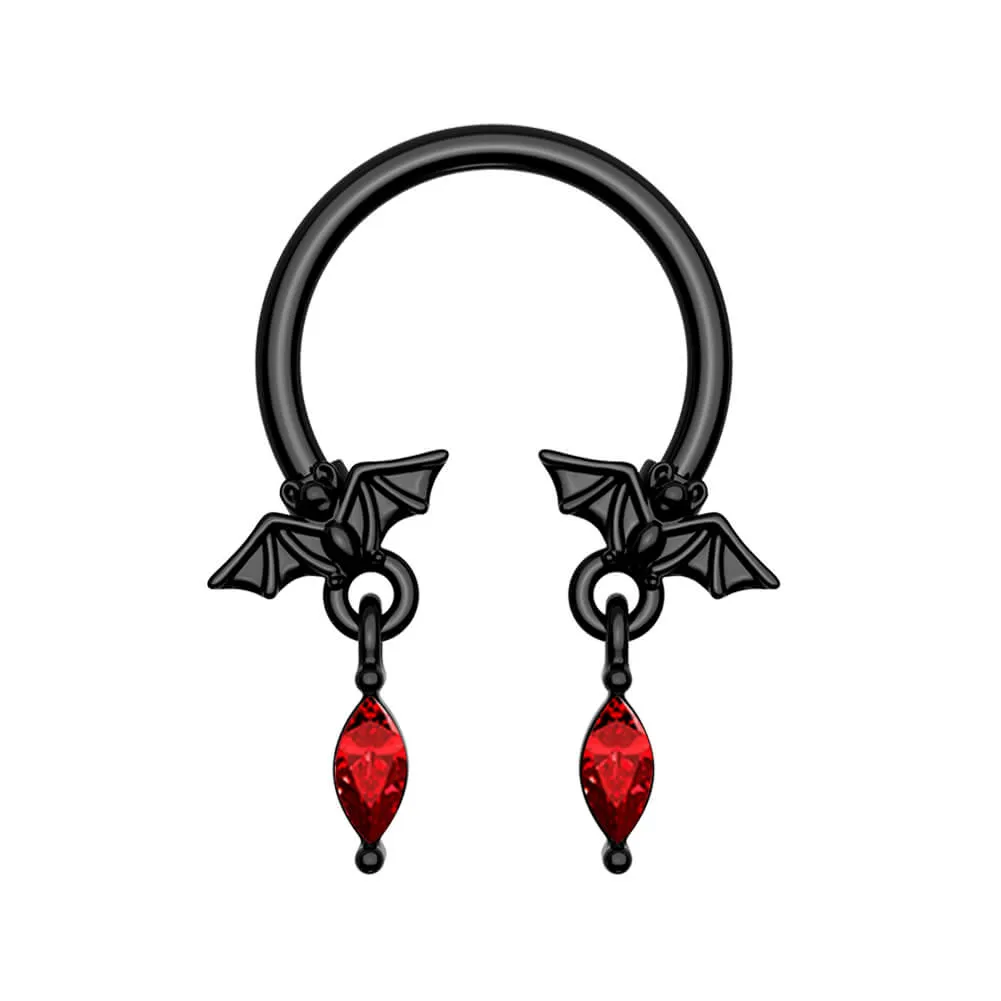 16G Bats Dangle Style Horseshoe Septum Ring