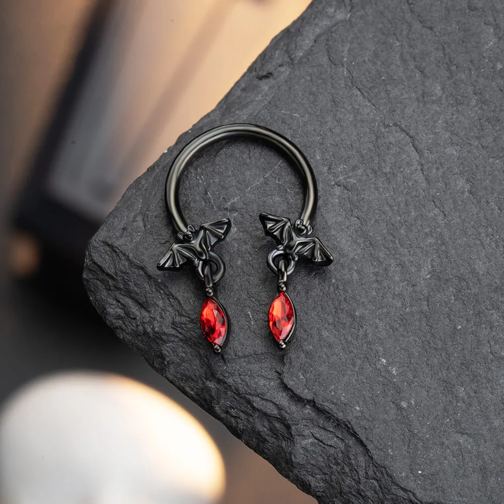 16G Bats Dangle Style Horseshoe Septum Ring