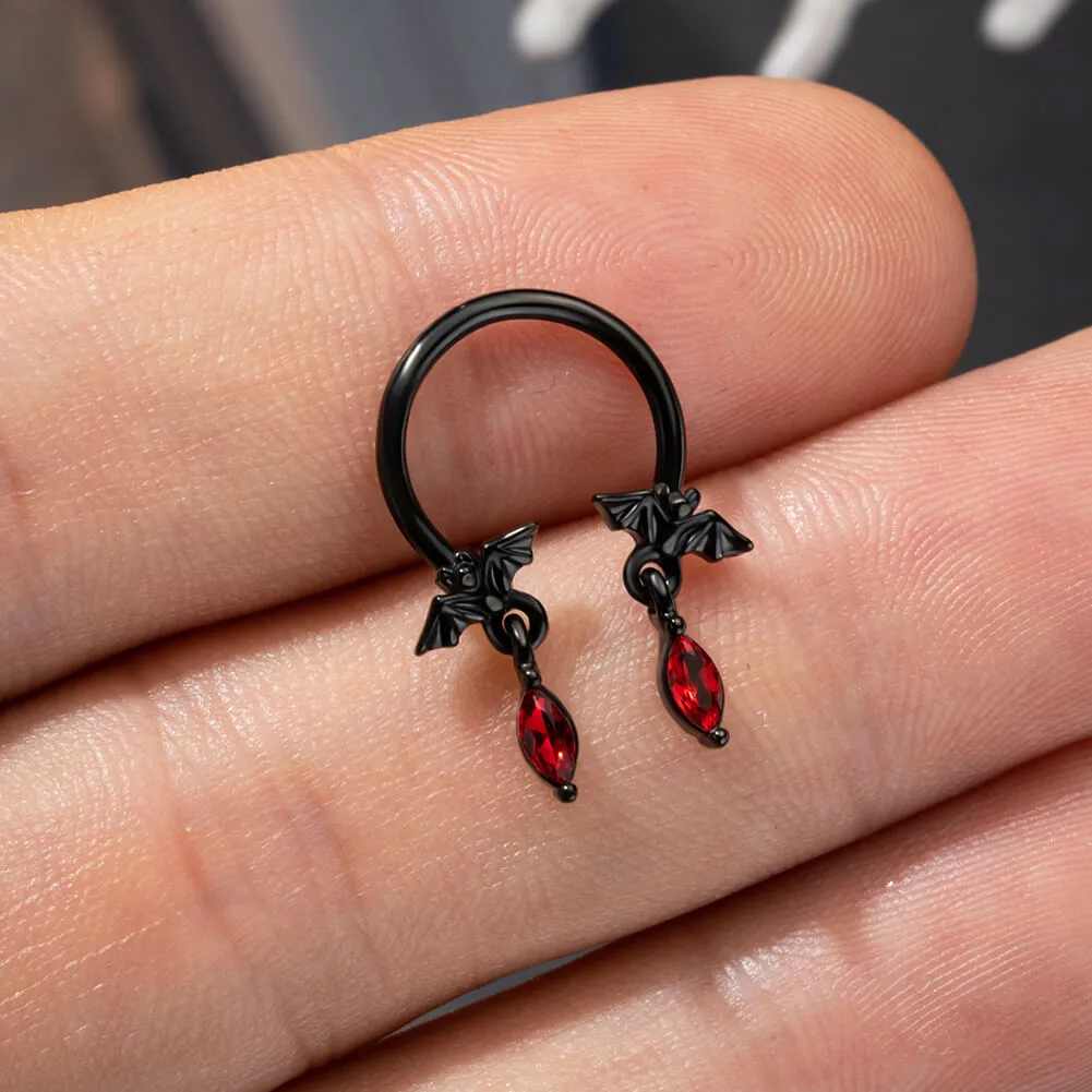 16G Bats Dangle Style Horseshoe Septum Ring