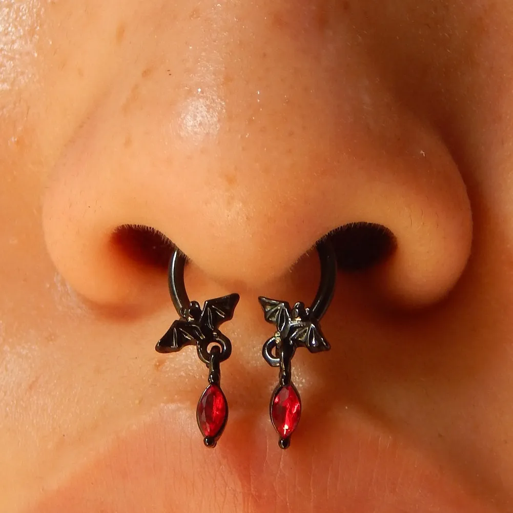 16G Bats Dangle Style Horseshoe Septum Ring