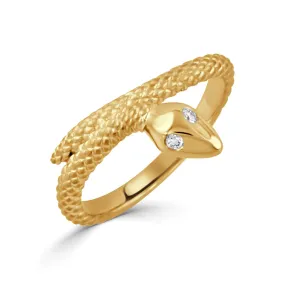 18K YELLOW GOLD DIAMOND SERPENT RING