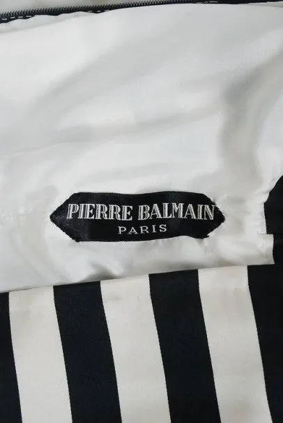 1987 Pierre Balmain Haute-Couture Black Ivory Striped Satin & Organza Gown