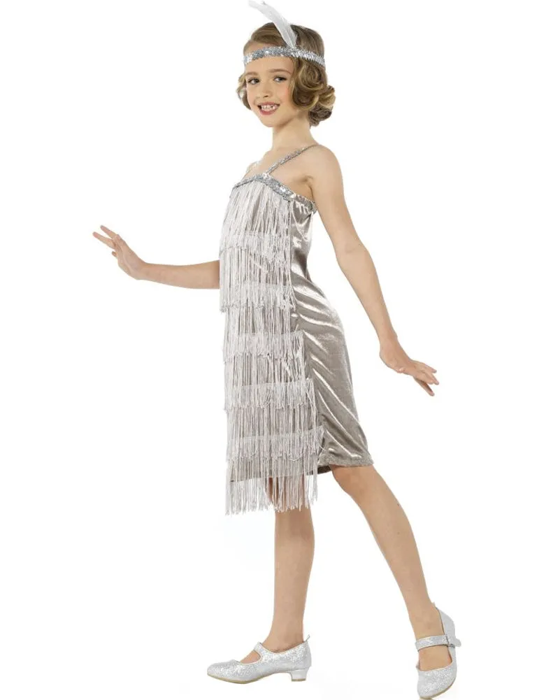 20s Silver Flapper Girls Costume