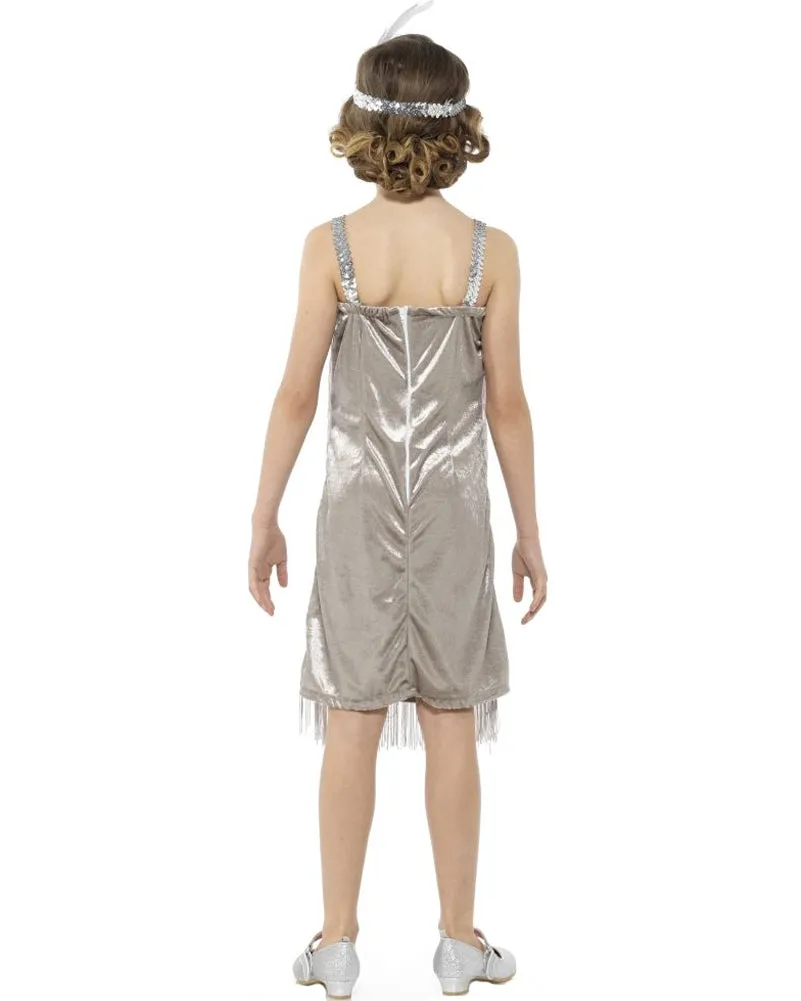 20s Silver Flapper Girls Costume