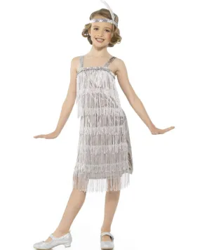 20s Silver Flapper Girls Costume