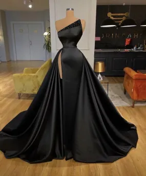 abendkleider black beaded prom dresses 2022 satin vintage elegant prom gown with overskirt 2023