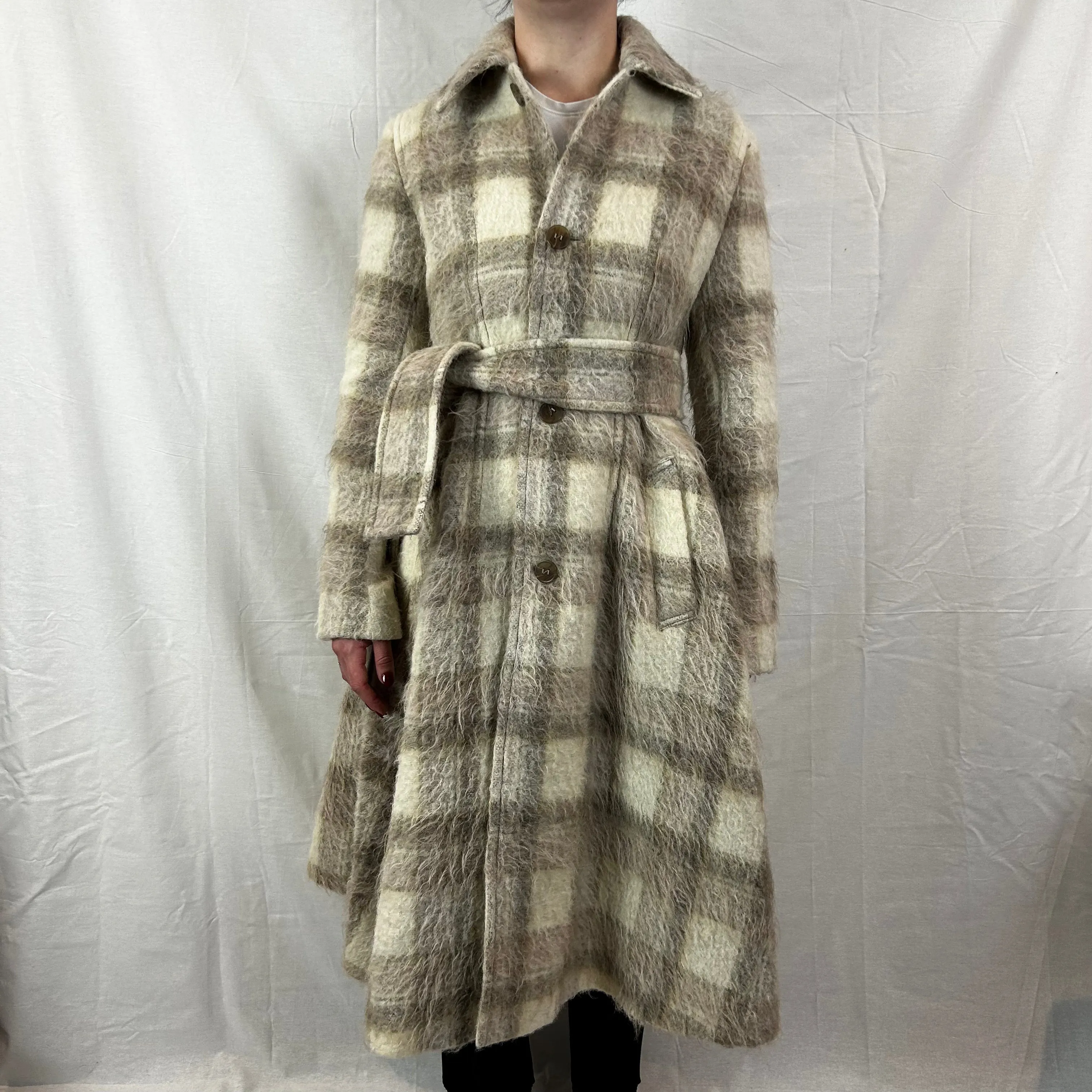 Acne Studios_Cream Check Alpaca & Mohair Belted Coat XXS