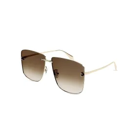 Alexander McQueen Unisex Sunglasses Fall Winter Gold Brown Nylon Nylon Light AM0343S 002