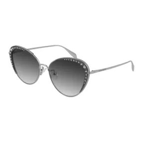 Alexander McQueen Women's Sunglasses Spring Summer Silver Grey Nylon Nylon Grey AM0310S 001