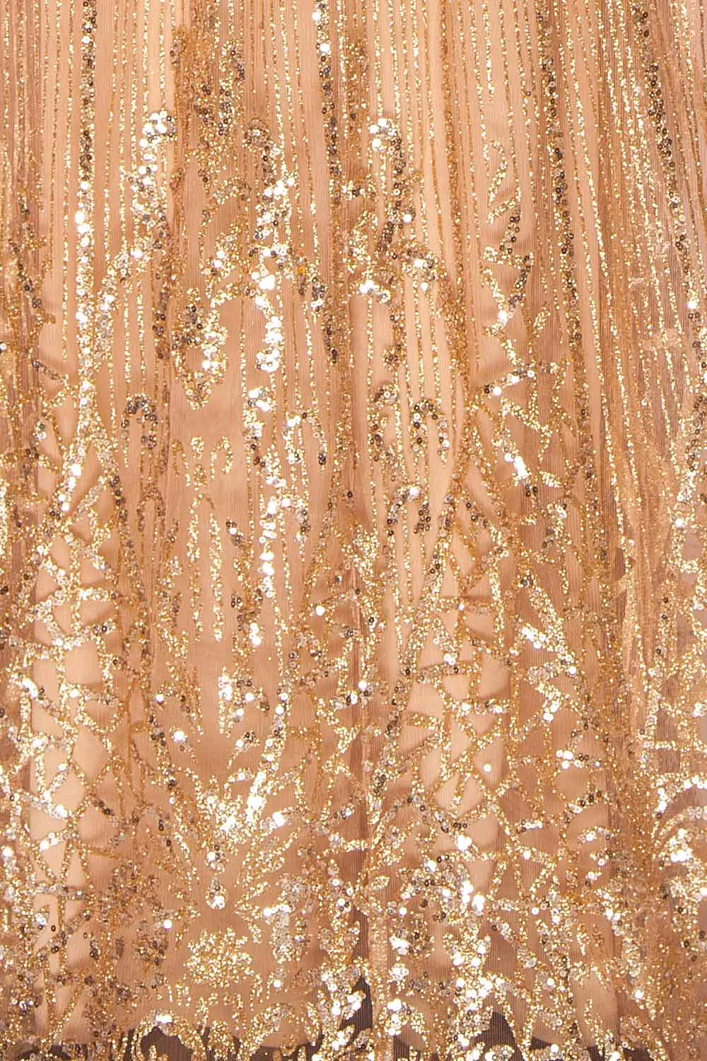 Andra Rose Gold | Plunging Neckline Sparkling Maxi Dress