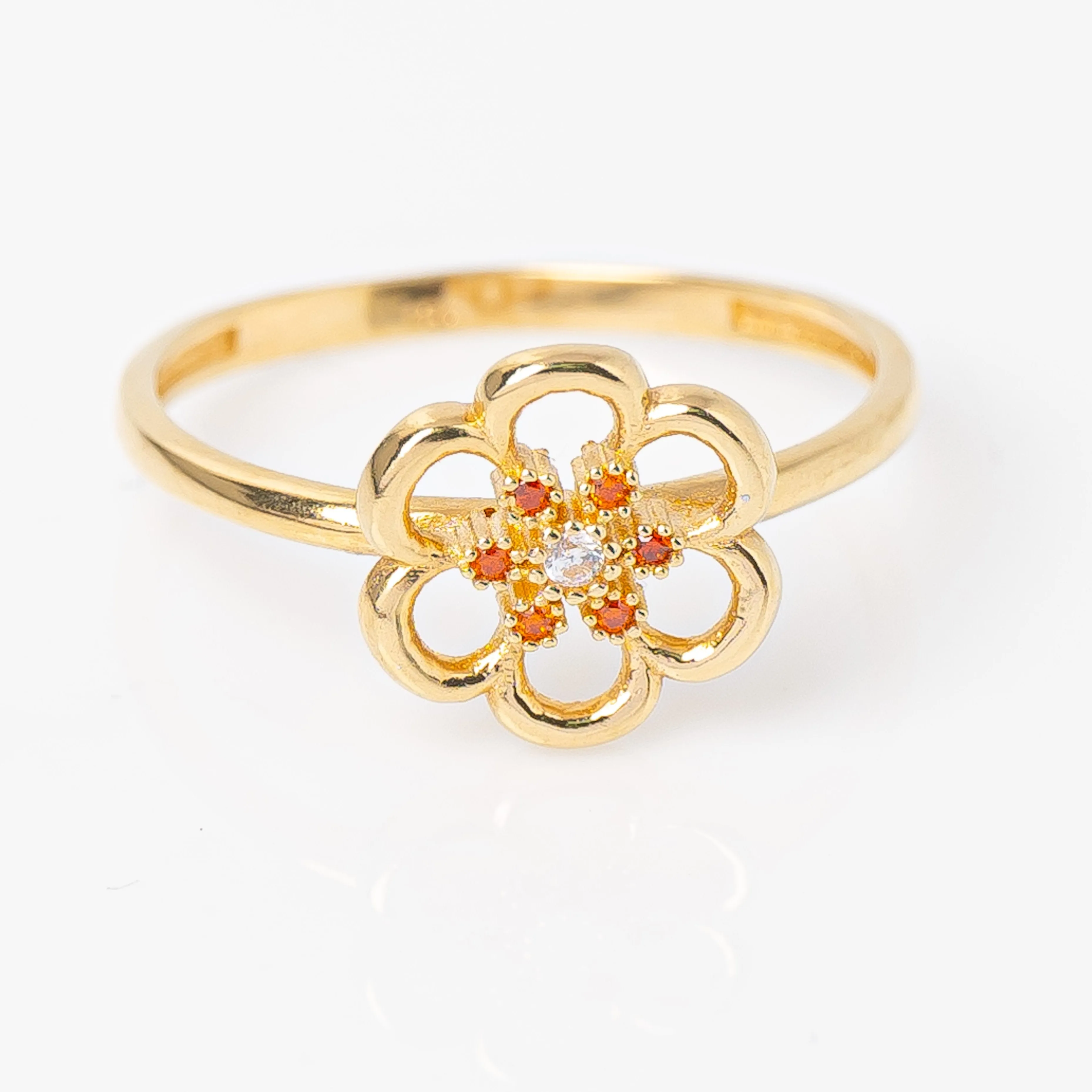 Anillo Flor Naranja Talla 7 3/4