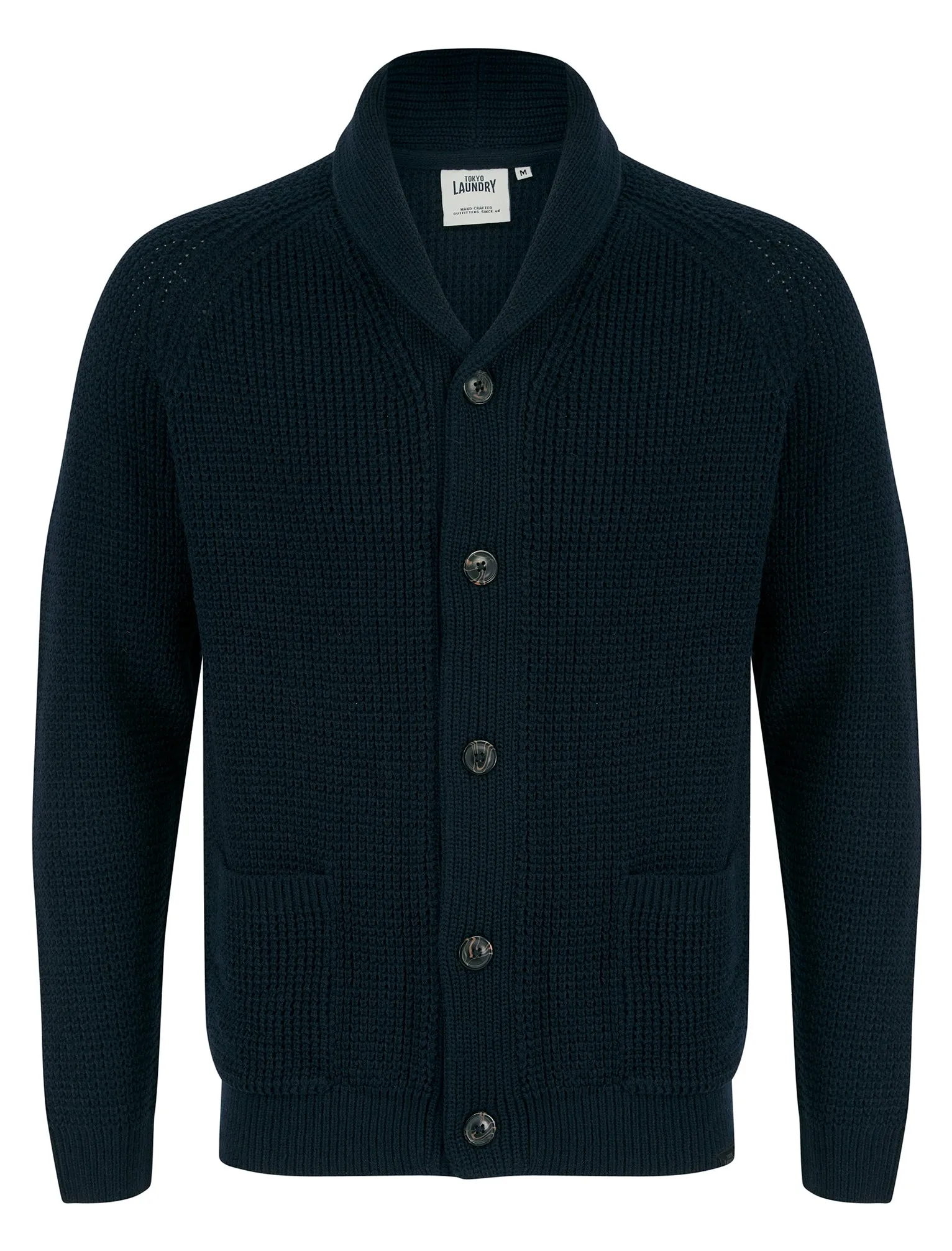 Anozie Soft Knit Wool Blend Shawl Neck Cardigan in Ink - Tokyo Laundry