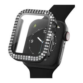 Apple Watch (38mm) Hårdt Plast Case m. Indbygget Skærmbeskyttelse - Sort & Rhinsten