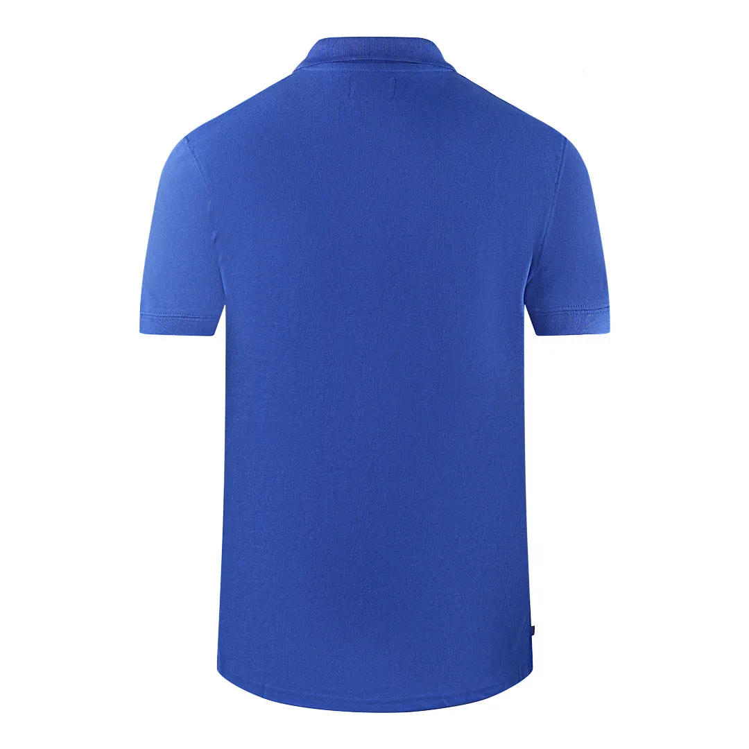 Aquascutum Brand Logo Plain Royal Blue Polo Shirt