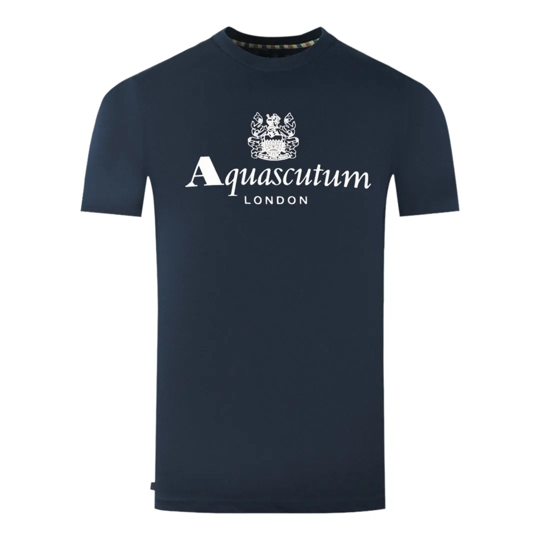 Aquascutum London Aldis Brand Logo Navy Blue T-Shirt