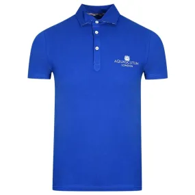 Aquascutum London Bold Logo Blue Polo Shirt