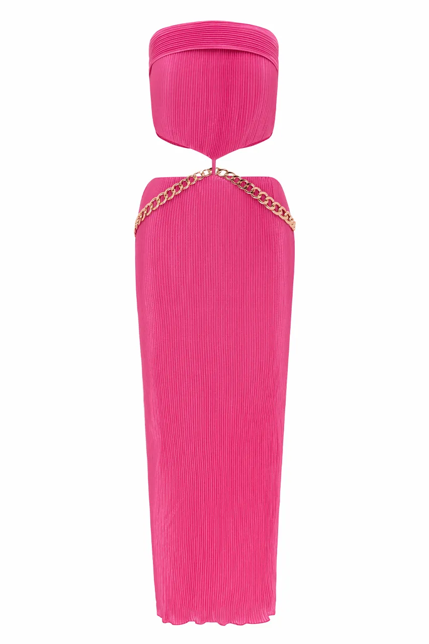 ASH STRAPLESS DRESS - FUCHSIA