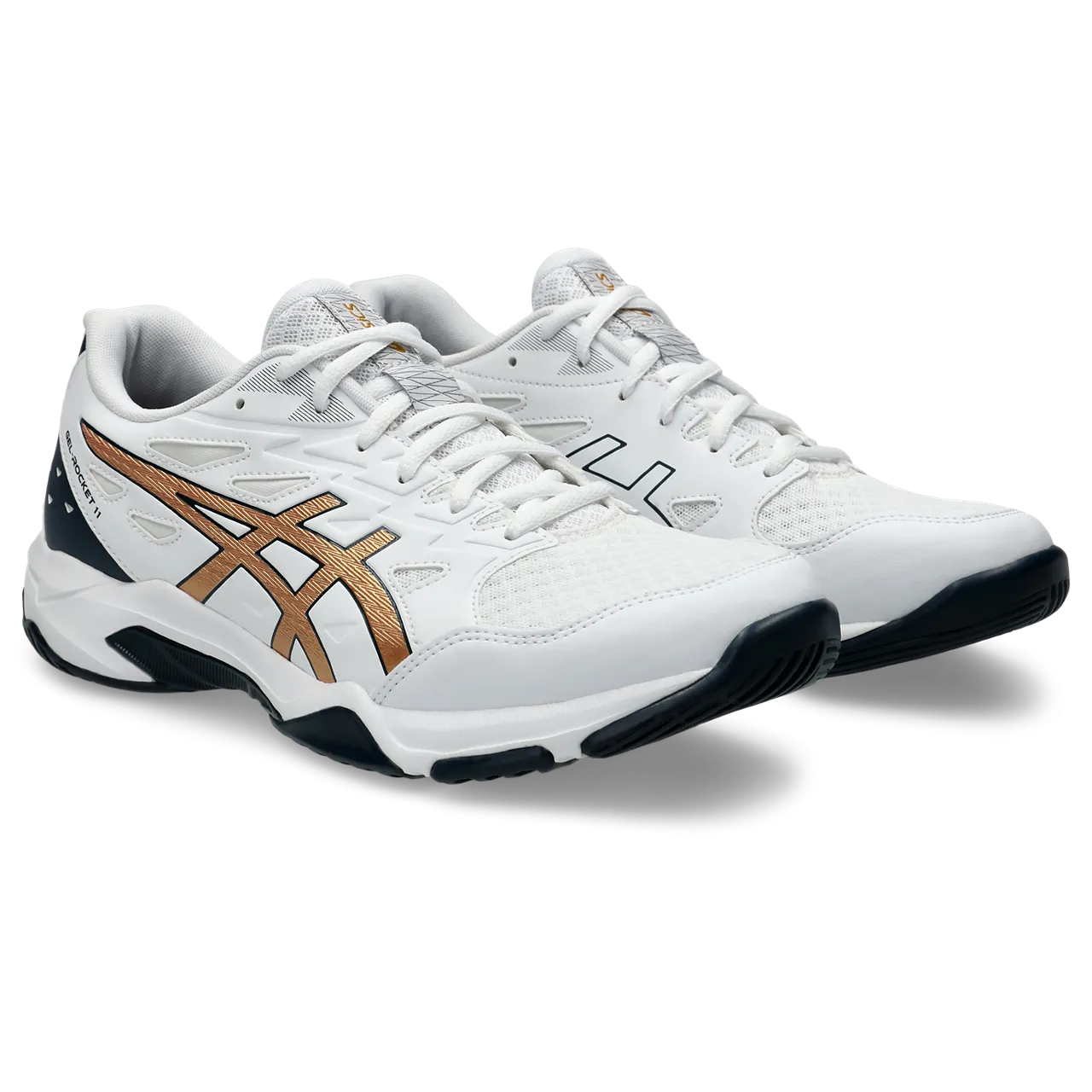 Asics Men's Gel Rocket 11 Indoor Court Shoes White Pure Gold