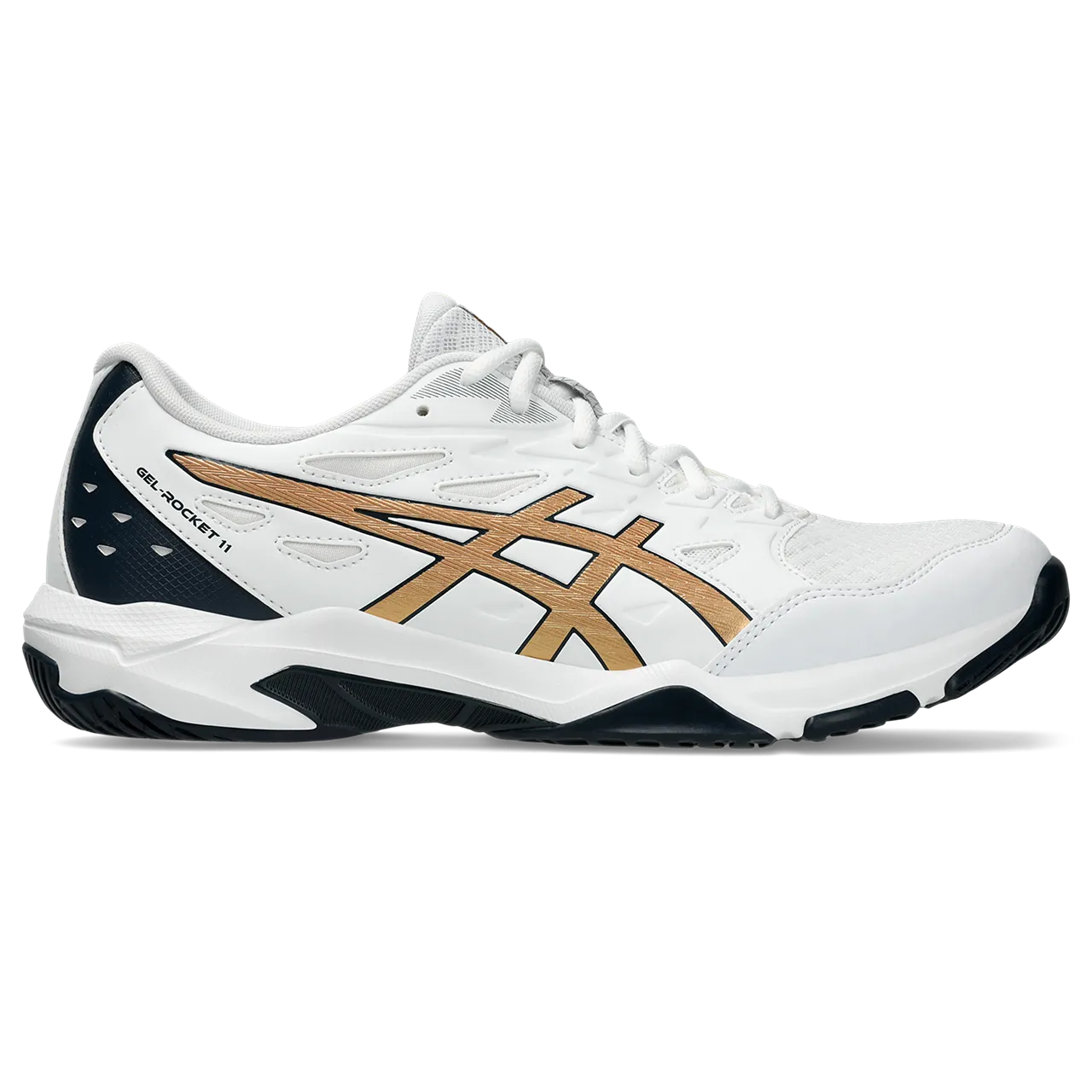 Asics Men's Gel Rocket 11 Indoor Court Shoes White Pure Gold