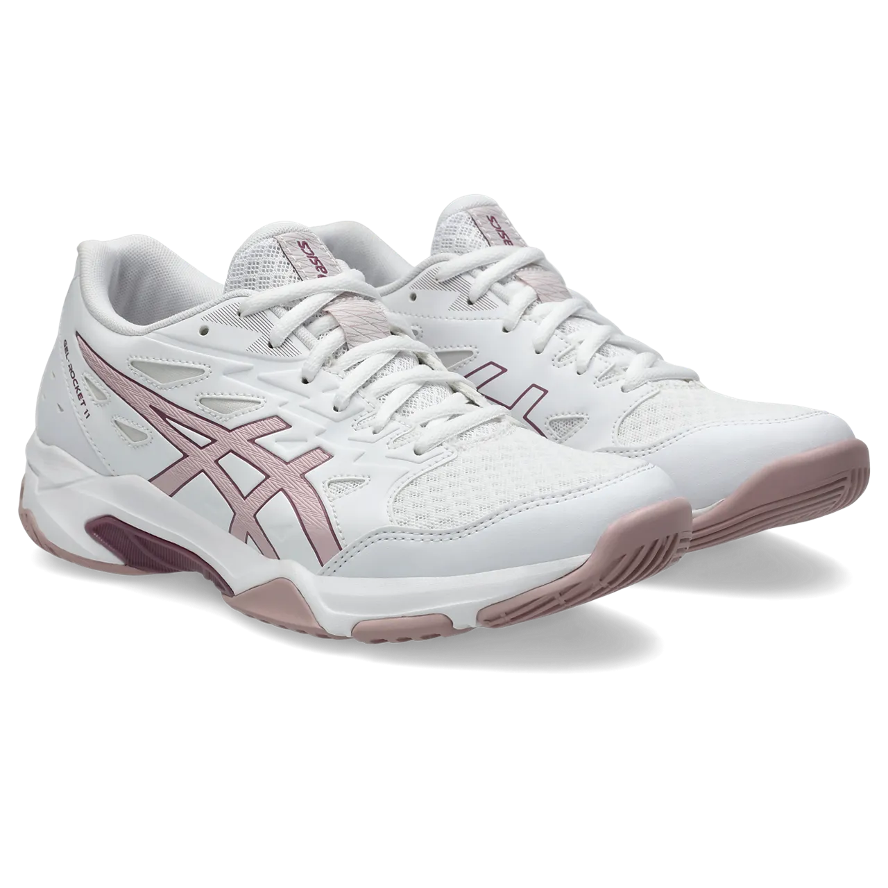 Asics Women's Gel Rocket 11 Indoor Court Shoes White Watershed Rose