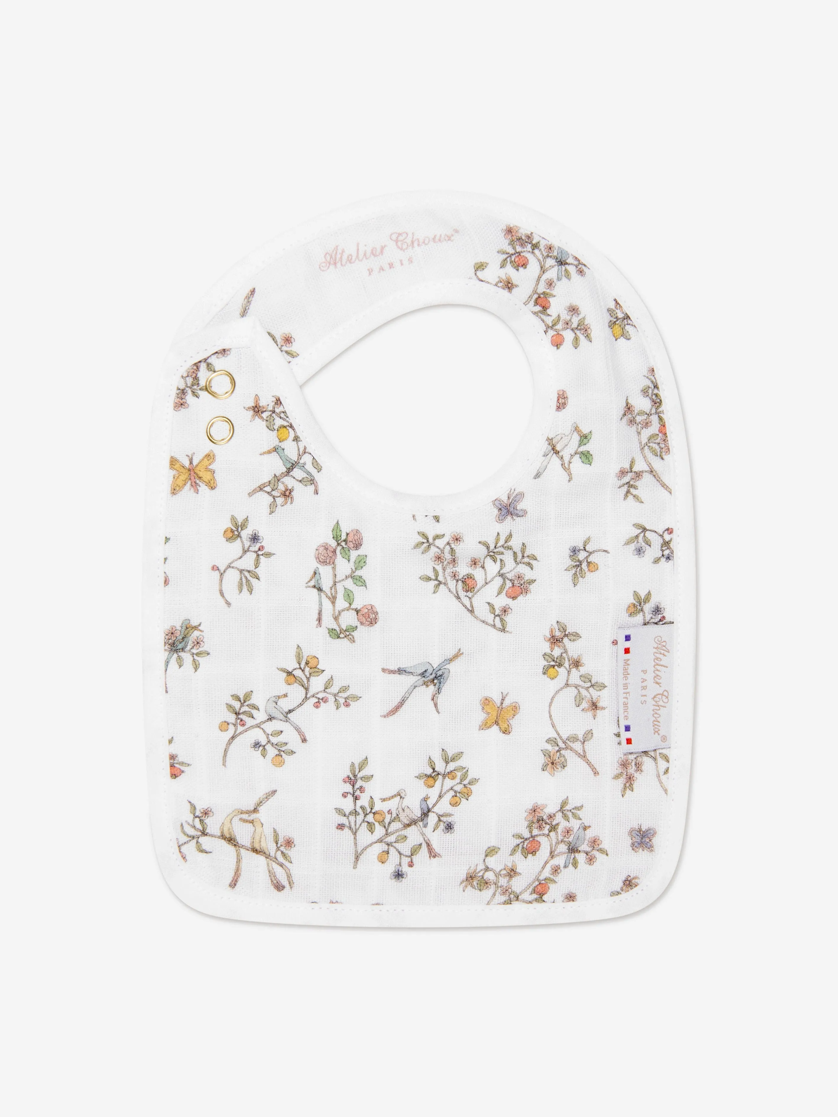 Atelier Choux Baby Boys Reversible In Bloom Bib in Blue