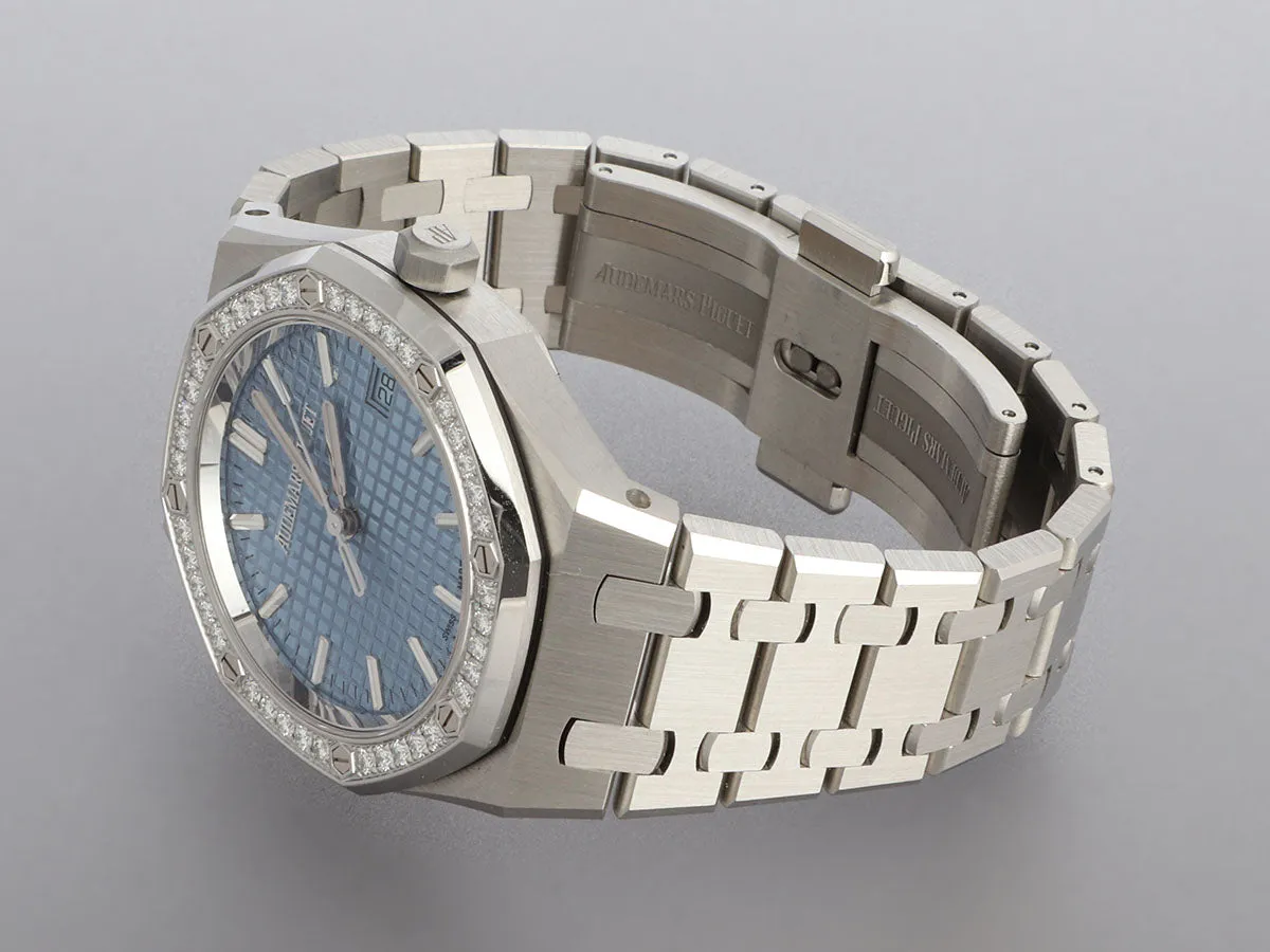 Audemars Piguet 50th Anniversary Stainless Steel Diamond Ice Blue Dial Royal Oak Watch 34mm