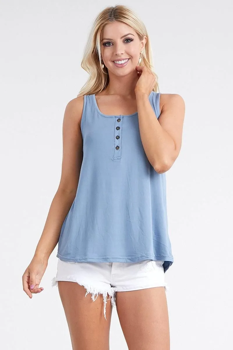 BASIC LOOSE FIT TANK TOP WITH BUTTON