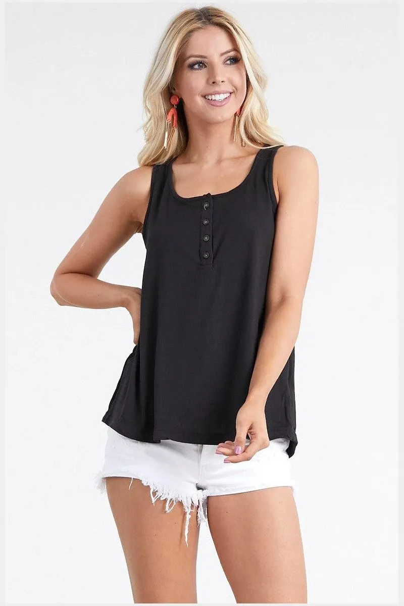 BASIC LOOSE FIT TANK TOP WITH BUTTON