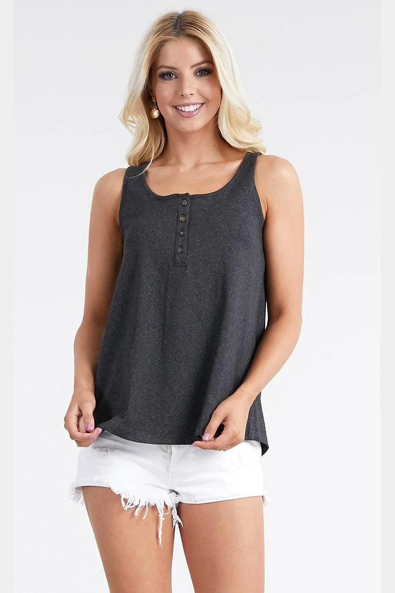 BASIC LOOSE FIT TANK TOP WITH BUTTON