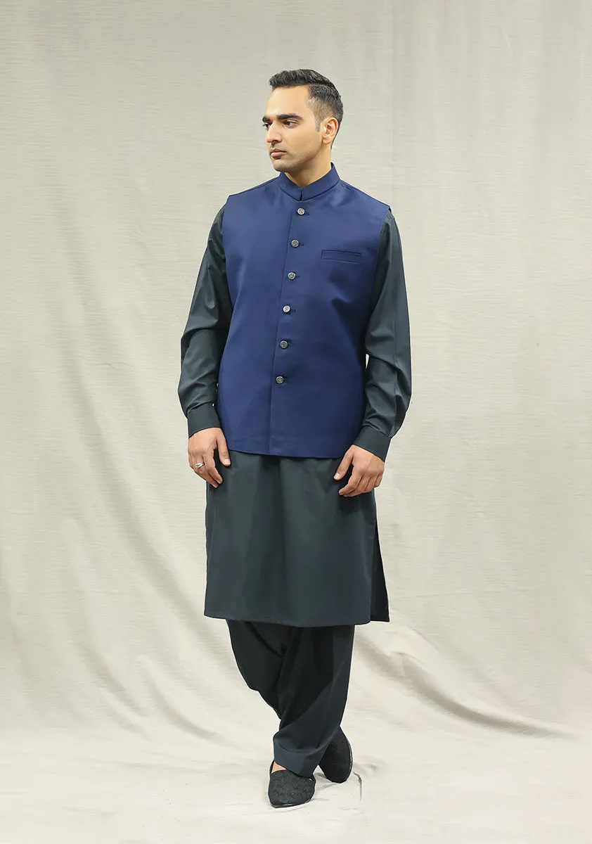 Basic Suiting Medieval Blue Traditional Waistcoat