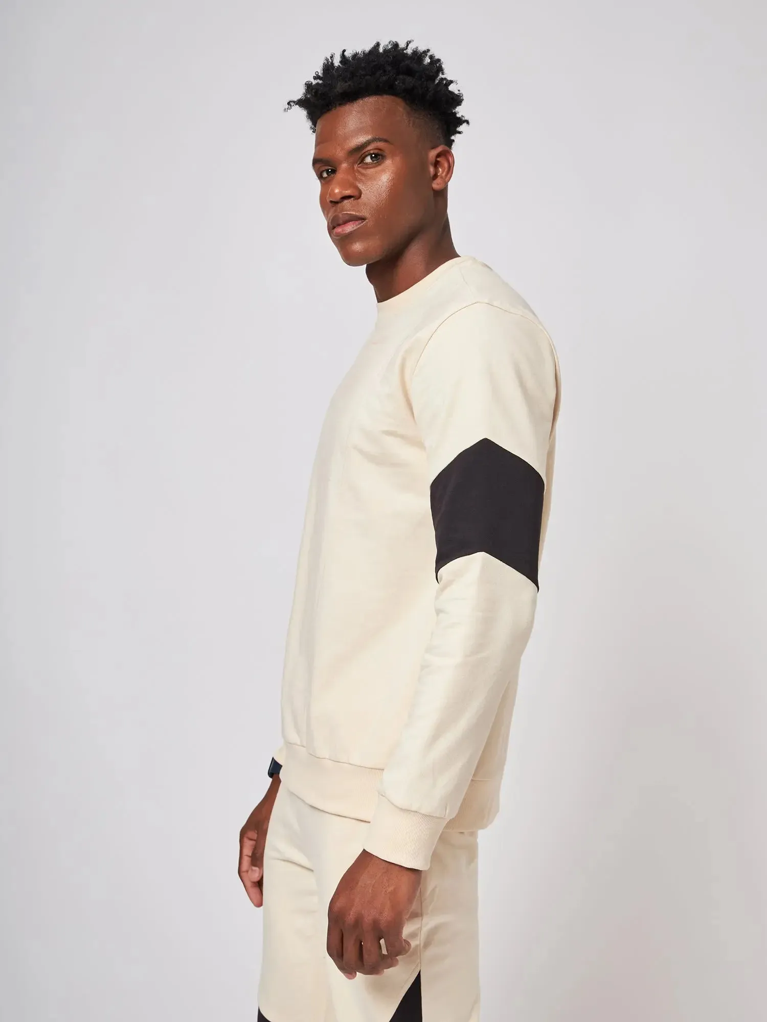 Beirut Beige and Black Patchwork Sweatshirt