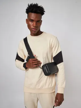 Beirut Beige and Black Patchwork Sweatshirt