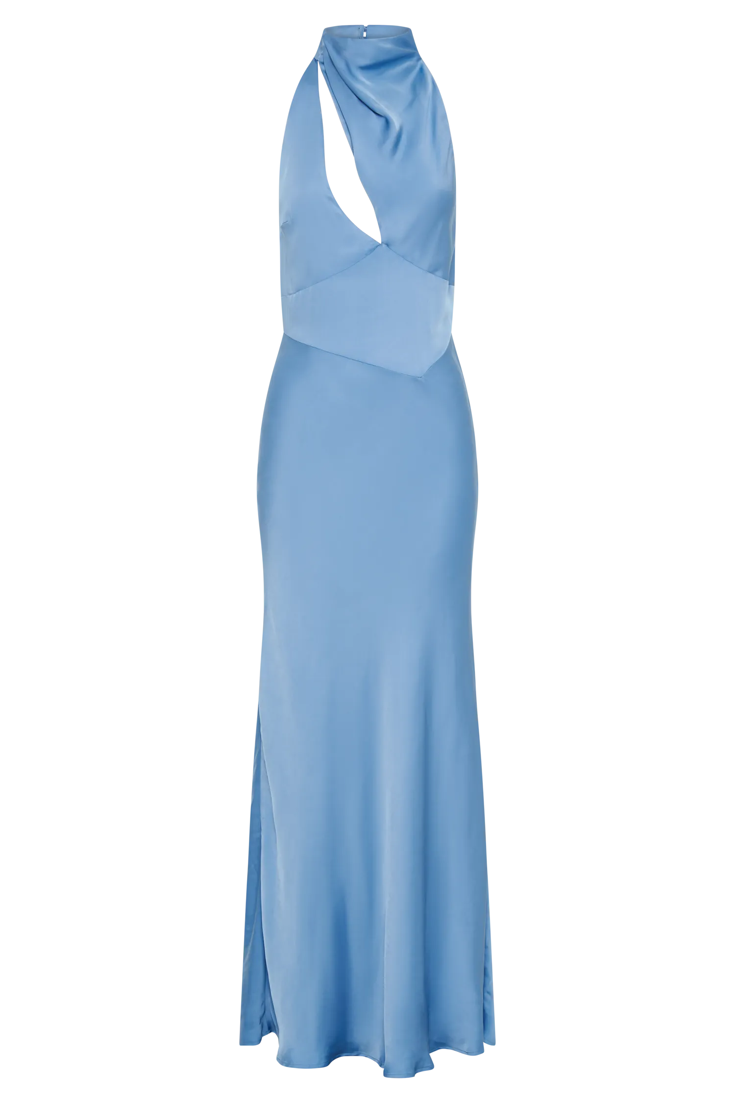 Belladonna Satin Halter Maxi Dress - Iris Blue