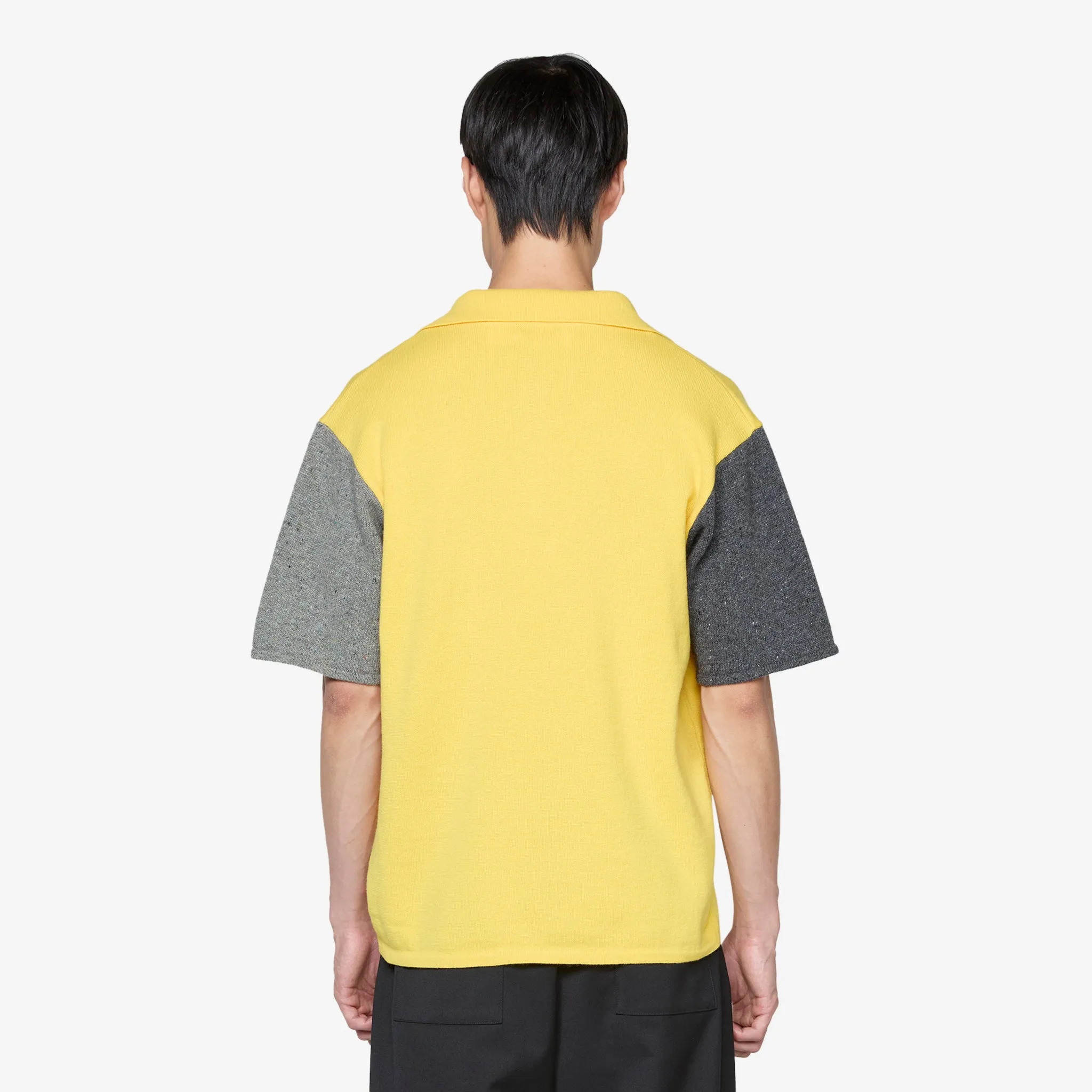 Bicolour Polo Shirt with Logo Embroidery Yellow