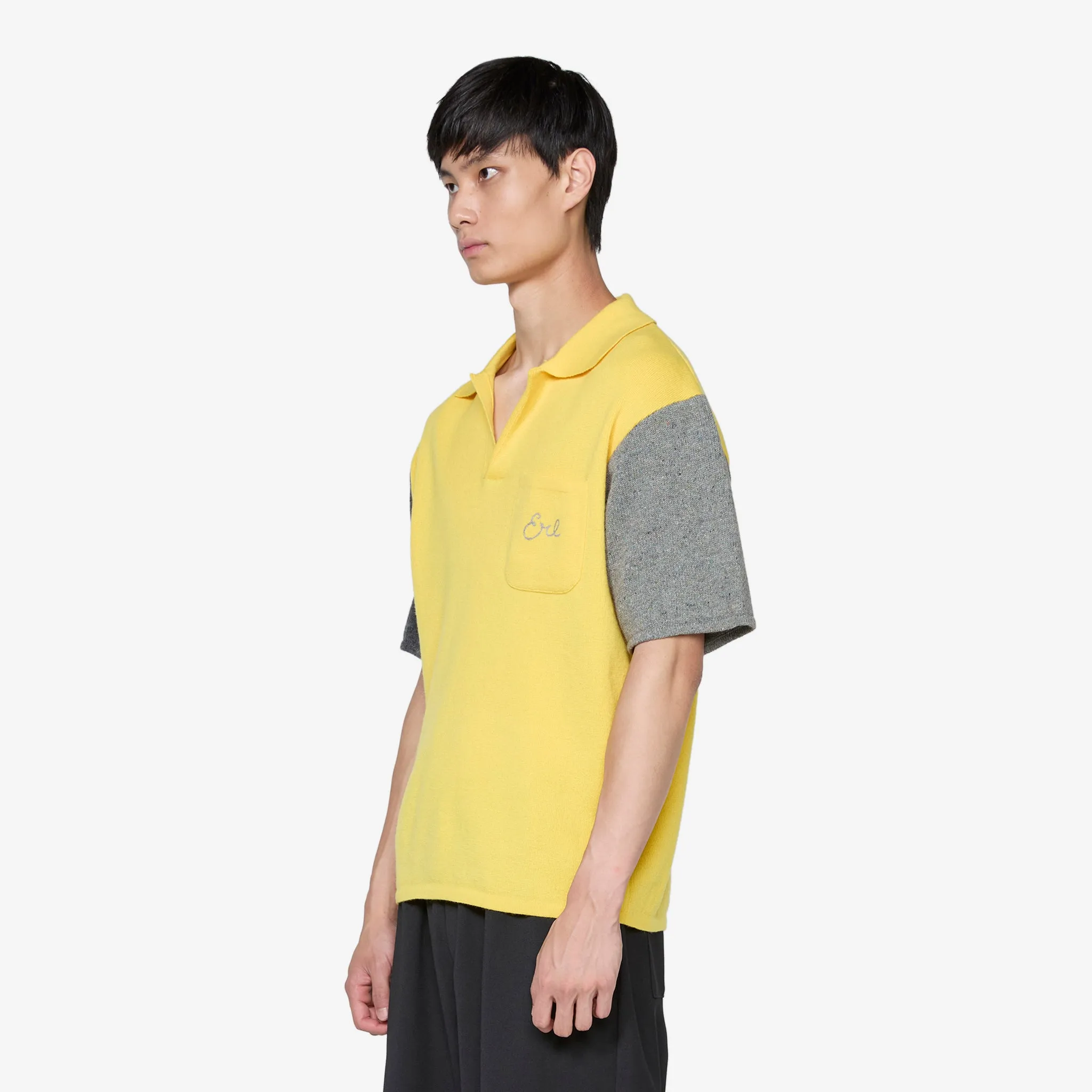 Bicolour Polo Shirt with Logo Embroidery Yellow