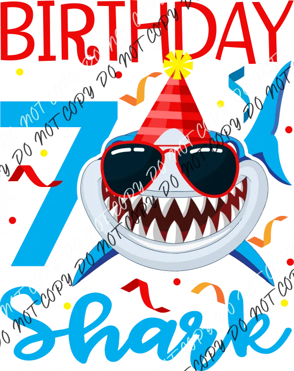 Birthday Shark DTF Transfer (See Age Options)