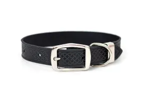 Black Celtic Style Buckle Leather Collar