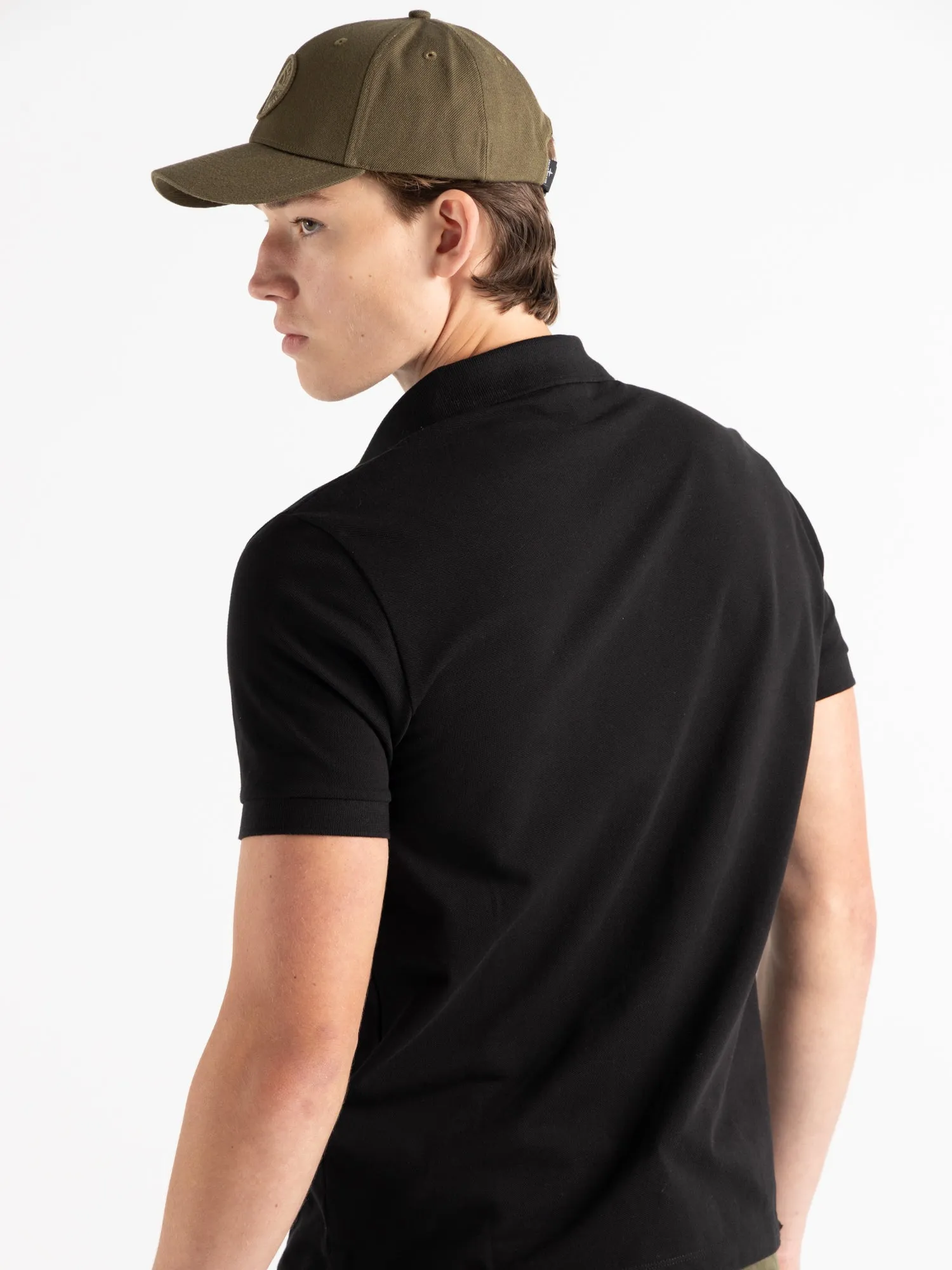 Black Cotton Short-Sleeve Polo