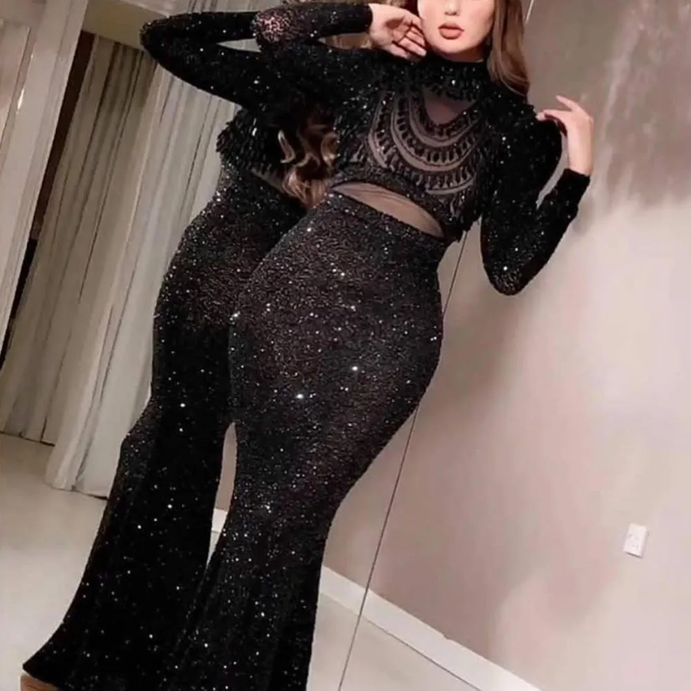 black evening dresses long sleeve sparkly mermaid modest elegant sexy formal evening gown