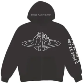 Broken Planet Market Outer Space Zip Up Hoodie Soot Black