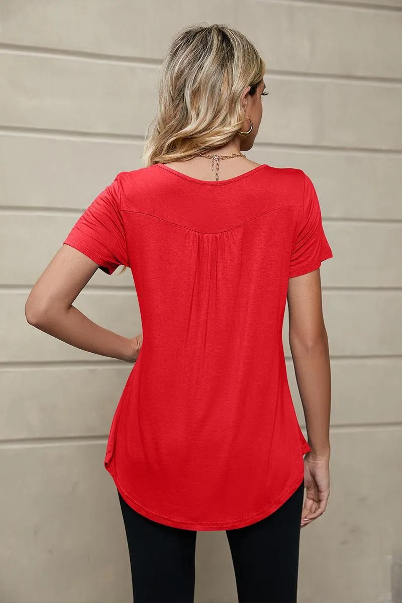 BUTTON NECK TUNIC TOP