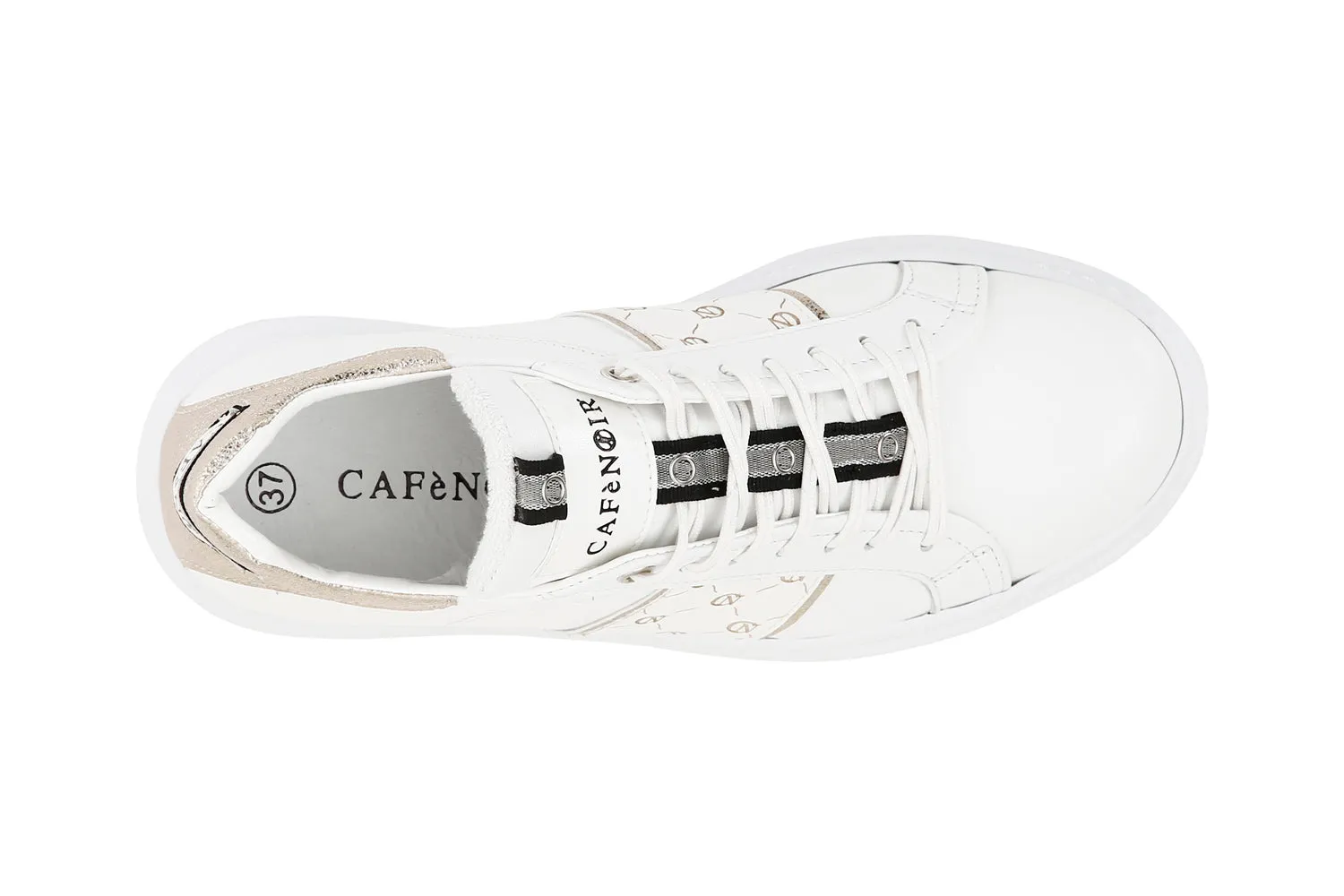 CafèNoir donna sneakers in pelle con fascia logata laterale