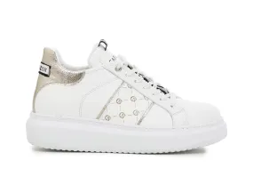 CafèNoir donna sneakers in pelle con fascia logata laterale