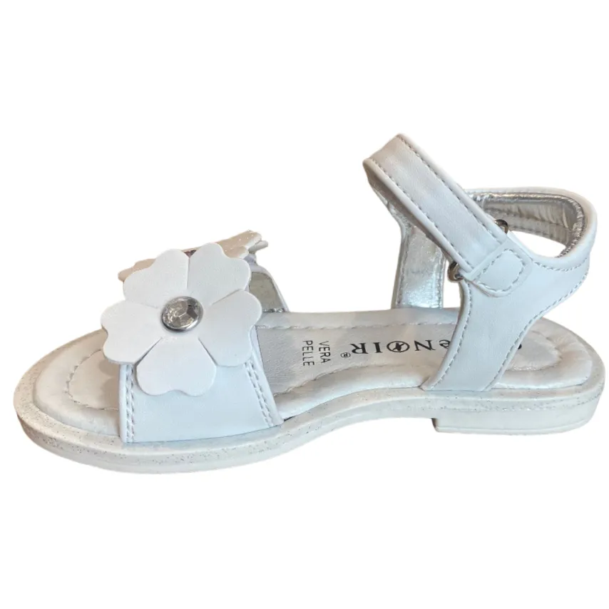 CafèNoir girl's sandal with flowers on the strap with white C-2091W