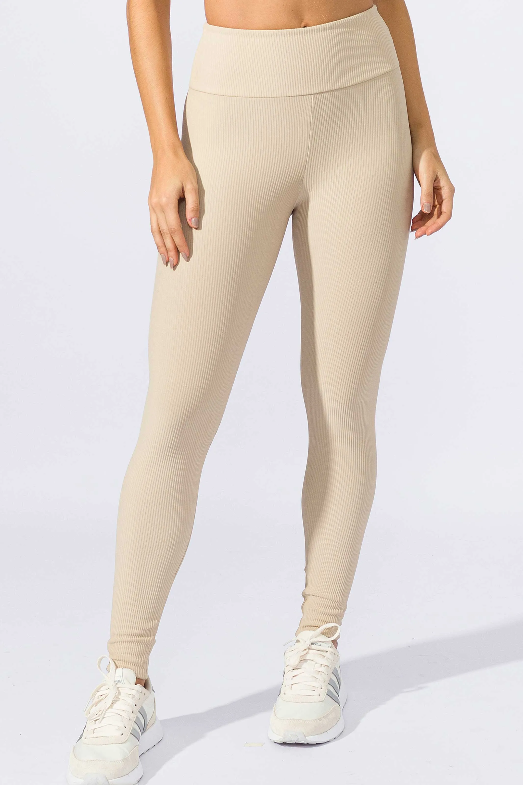 Calça Legging Canelada Bege