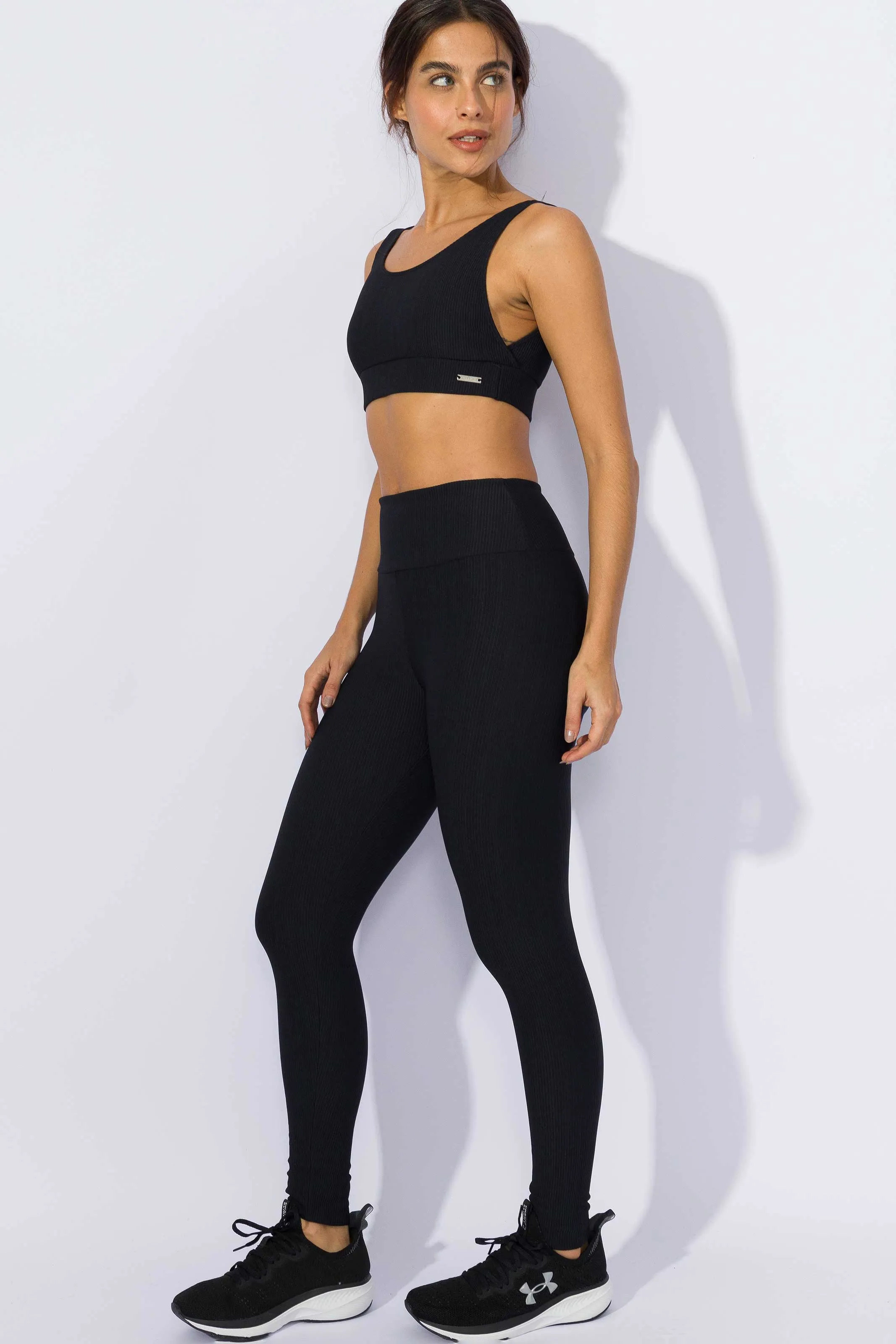 Calça Legging Canelada Preta