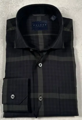 Calder Carmel Luxury 100's Exploded Blackwatch Tartan Sport Shirt in Black