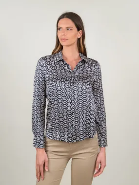 CAMICIA BLU STAMPA GEOMETRICA