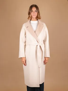 CAPPOTTO REVERSIBILE IN MISTO LANA BEIGE E PANNA